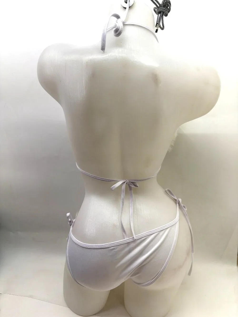 White Rave Faux Fur Two Piece Bikini Size OS